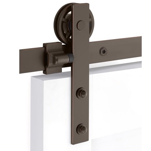 Modern Rectangular Face Mount 5' Track with Spoked Wheel & Classic Fastener in Oil Rubbed Bronze