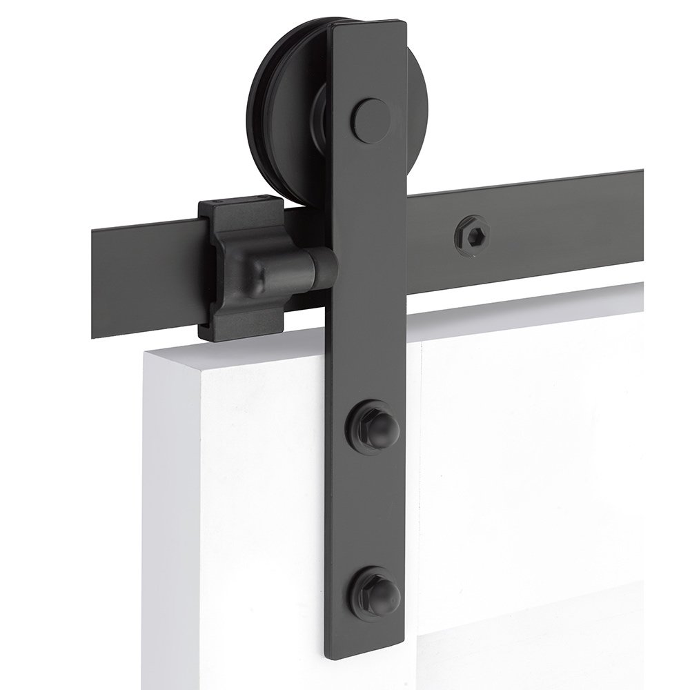 Modern Rectangular Face Mount 6' 6" Track with Solid Wheel & Classic Fastener in Flat Black
