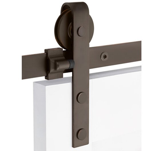 Classic Face Mount 5' Track with Solid Wheel & Flat Fastener in Oil Rubbed Bronze