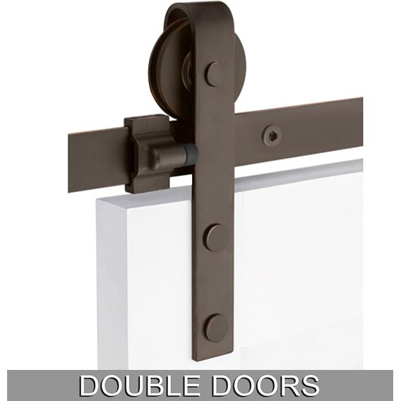 Classic Face Mount 10' Track with Solid Wheel & Flat Fastener for Double Doors in Oil Rubbed Bronze