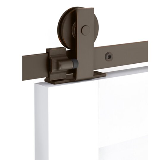 Modern Rectangular Top Mount 6' 6" Track with Solid Wheel & Classic Fastener in Oil Rubbed Bronze