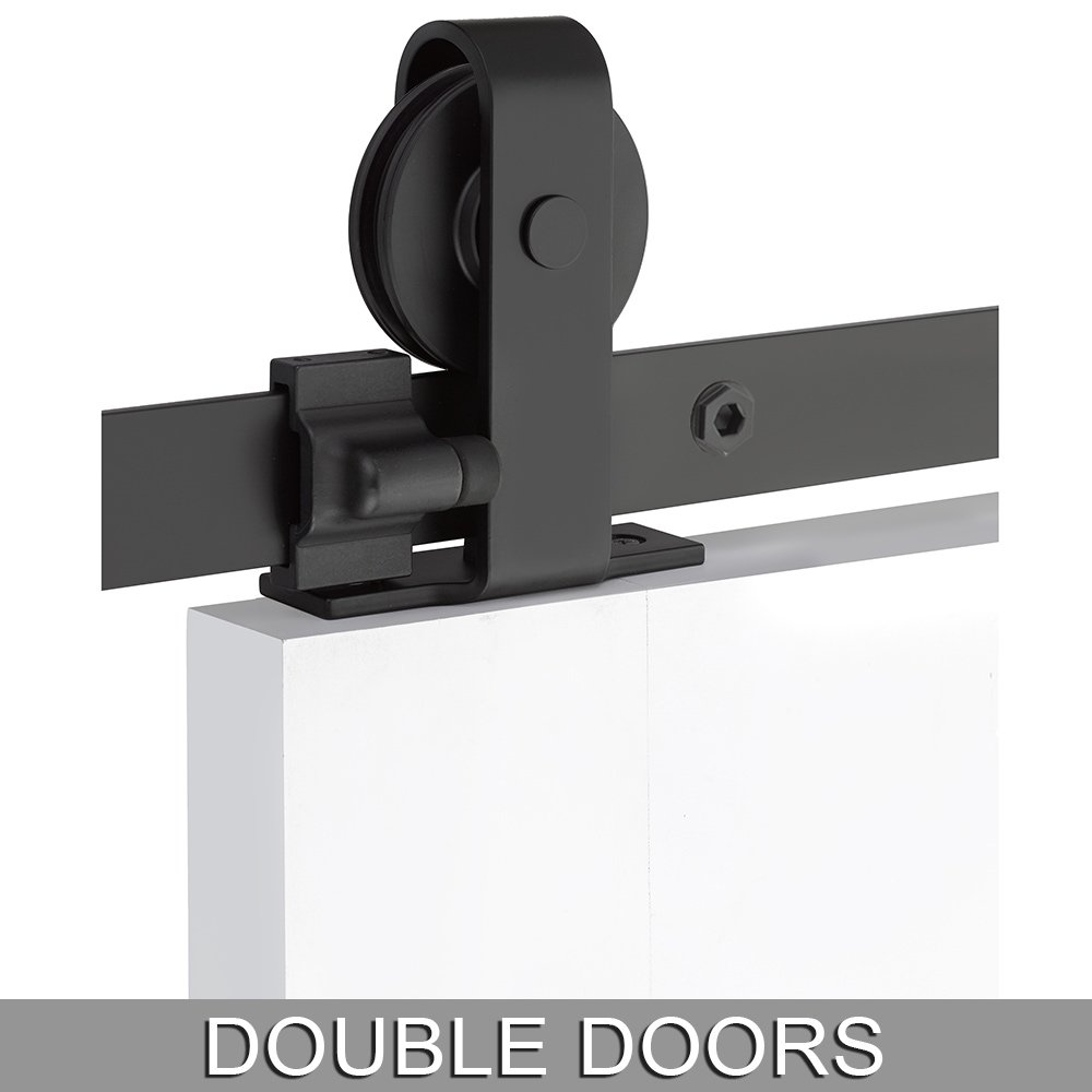 Classic Top Mount 13' Track with Solid Wheel & Classic Fastener for Double Doors in Flat Black