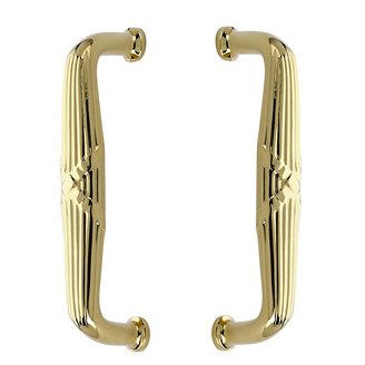 8" Centers Ribbon & Reed Back To Back Pull in Polished Brass