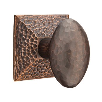 Double Dummy Hammered Egg Door Knob with Hammered Rose in Oil Rubbed Bronze