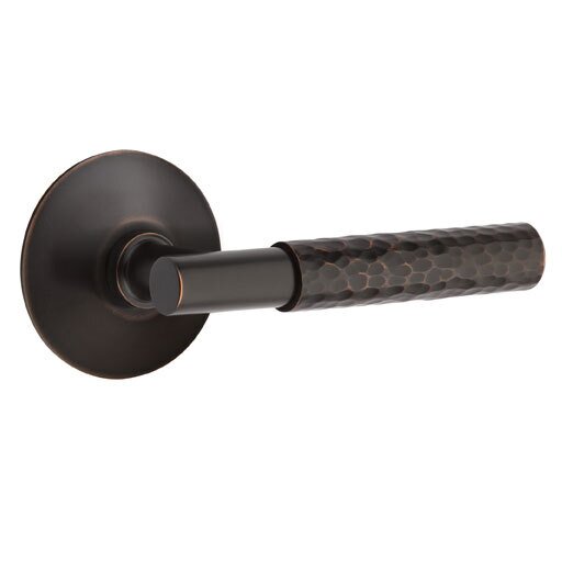 Passage Hammered Lever with T-Bar Stem and Concealed Screws Modern Rose in Oil Rubbed Bronze