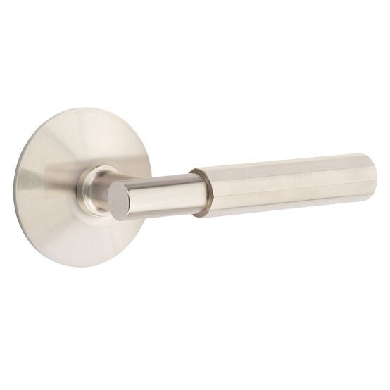 Passage Faceted Lever with T-Bar Stem and Concealed Screws Modern Rose in Satin Nickel