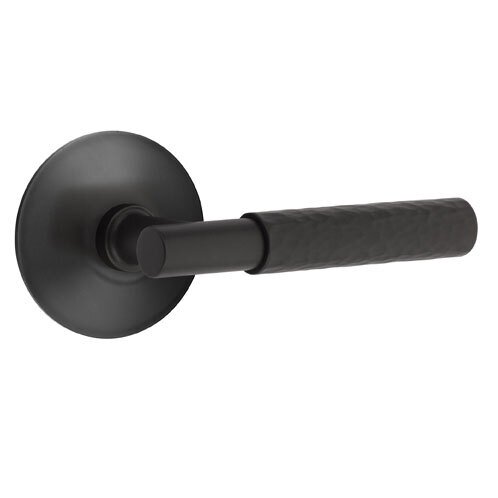 Passage Hammered Lever with T-Bar Stem and Concealed Screws Modern Rose in Flat Black