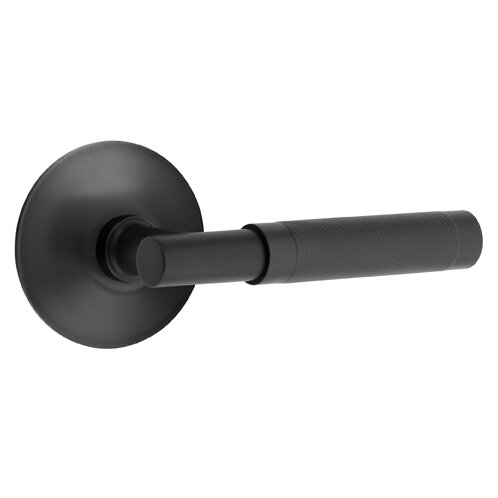 Passage Knurled Lever with T-Bar Stem and Concealed Screws Modern Rose in Flat Black