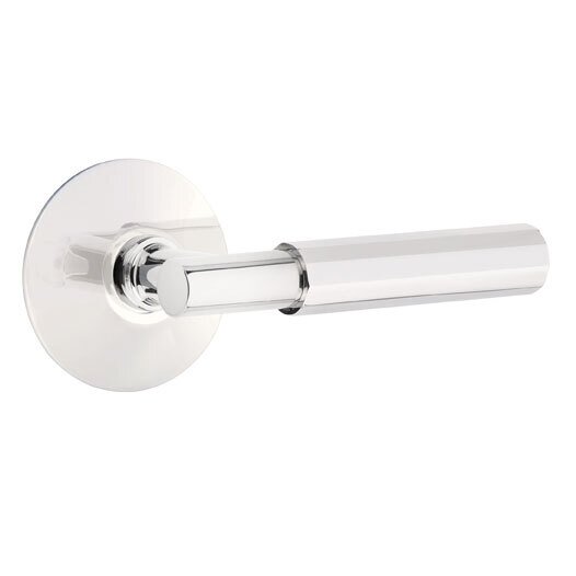 Passage Faceted Lever with T-Bar Stem and Concealed Screws Modern Rose in Polished Chrome