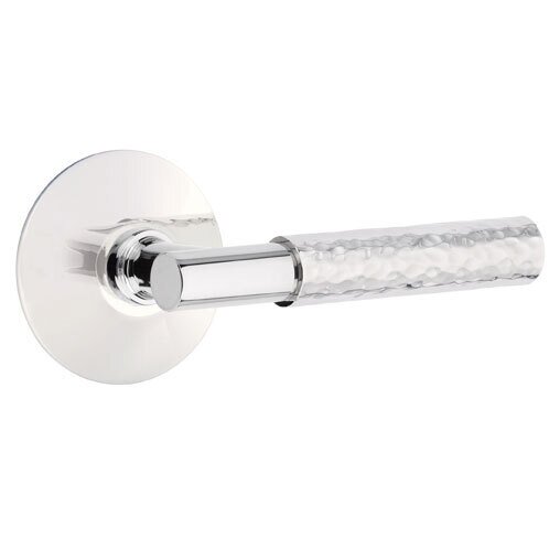 Passage Hammered Lever with T-Bar Stem and Concealed Screws Modern Rose in Polished Chrome