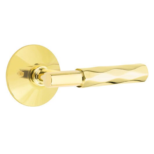 Passage Tribeca Lever with T-Bar Stem and Concealed Screws Modern Rose in Unlacquered Brass