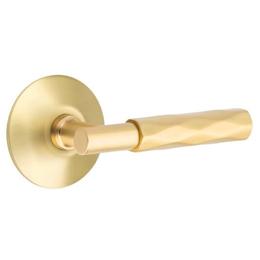 Passage Tribeca Lever with T-Bar Stem and Concealed Screws Modern Rose in Satin Brass