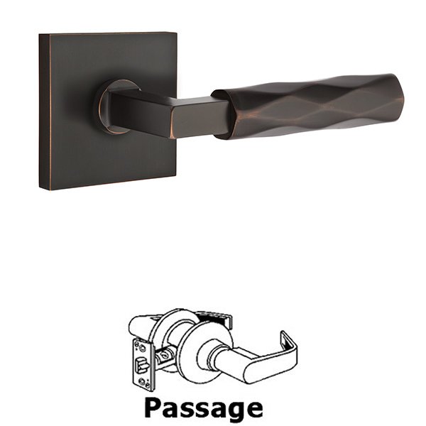 Passage Tribeca Lever with L-Square Stem and Concealed Screws Square Rose in Oil Rubbed Bronze