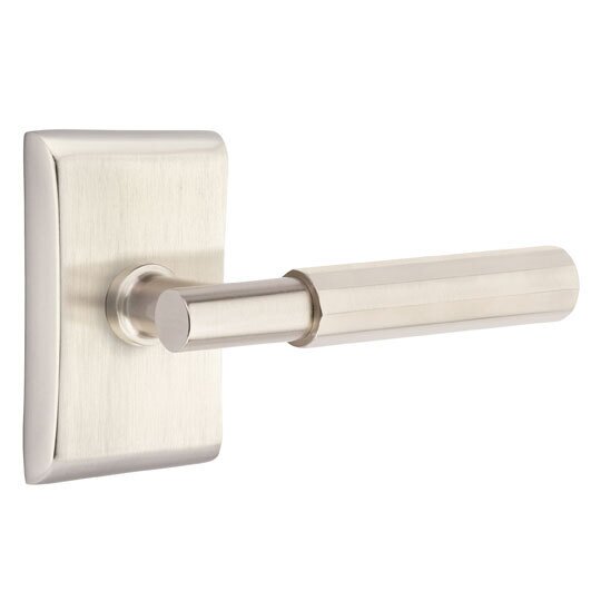 Passage Faceted Lever with T-Bar Stem and Concealed Screws Neos Rose in Satin Nickel