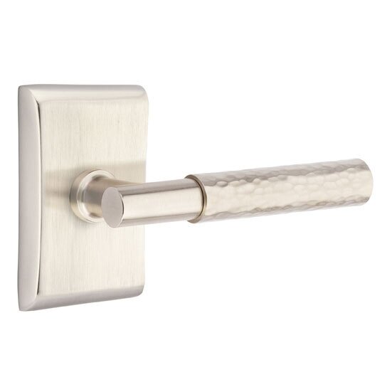 Passage Hammered Lever with T-Bar Stem and Concealed Screws Neos Rose in Satin Nickel