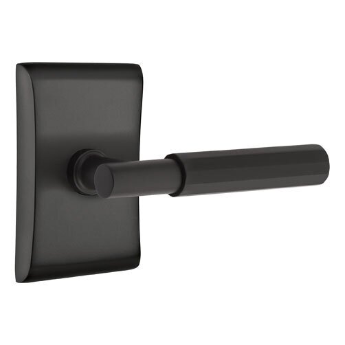 Passage Faceted Lever with T-Bar Stem and Concealed Screws Neos Rose in Flat Black