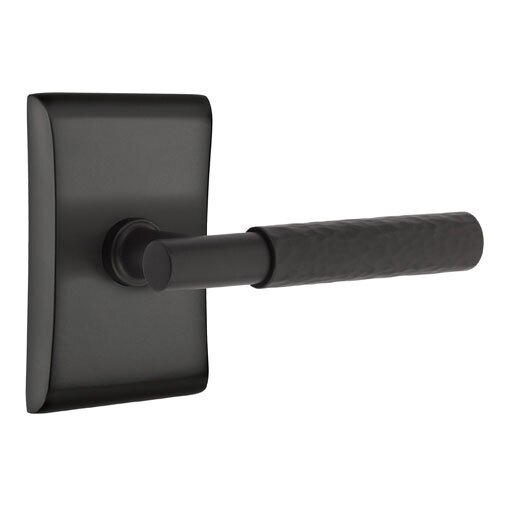 Passage Hammered Lever with T-Bar Stem and Concealed Screws Neos Rose in Flat Black