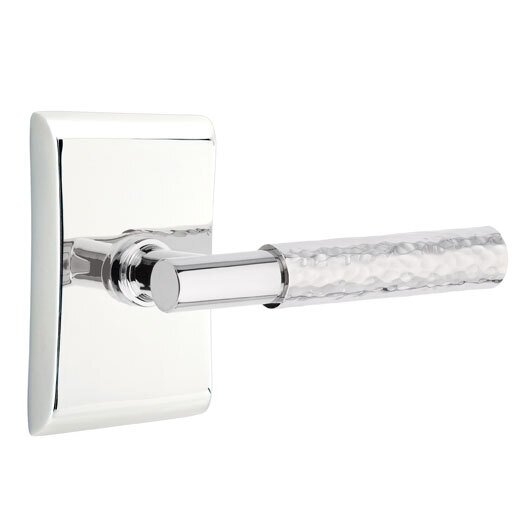 Passage Hammered Lever with T-Bar Stem and Concealed Screws Neos Rose in Polished Chrome