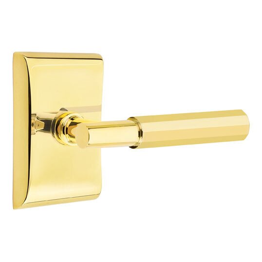 Passage Faceted Lever with T-Bar Stem and Concealed Screws Neos Rose in Unlacquered Brass