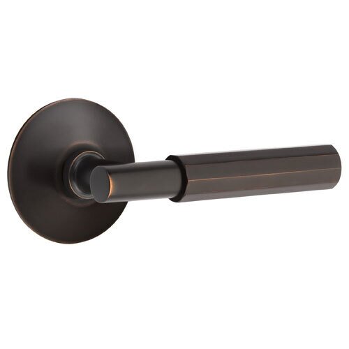 Privacy Faceted Lever with T-Bar Stem and Concealed Screws Modern Rose in Oil Rubbed Bronze
