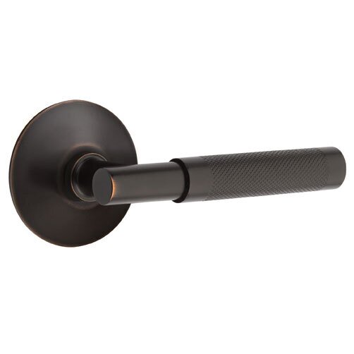 Privacy Knurled Lever with T-Bar Stem and Concealed Screws Modern Rose in Oil Rubbed Bronze