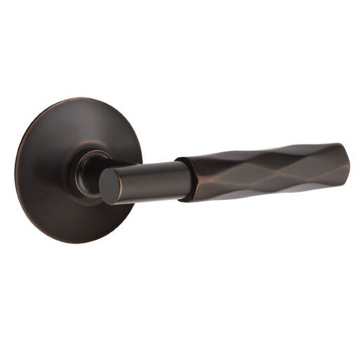 Privacy Tribeca Lever with T-Bar Stem and Concealed Screws Modern Rose in Oil Rubbed Bronze