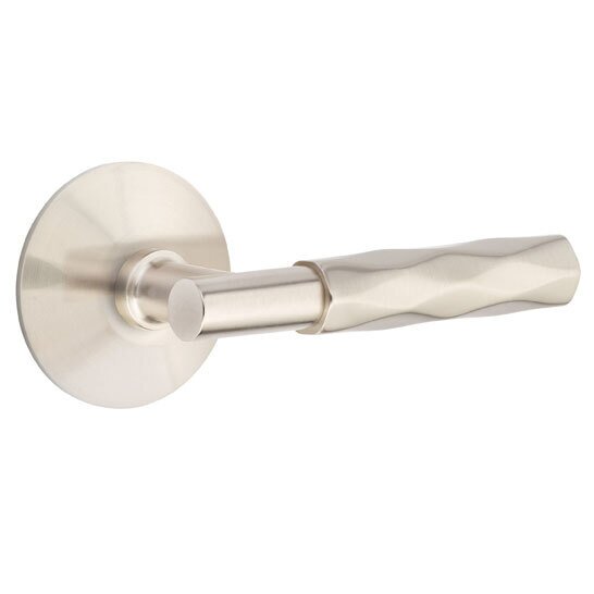 Privacy Tribeca Lever with T-Bar Stem and Concealed Screws Modern Rose in Satin Nickel