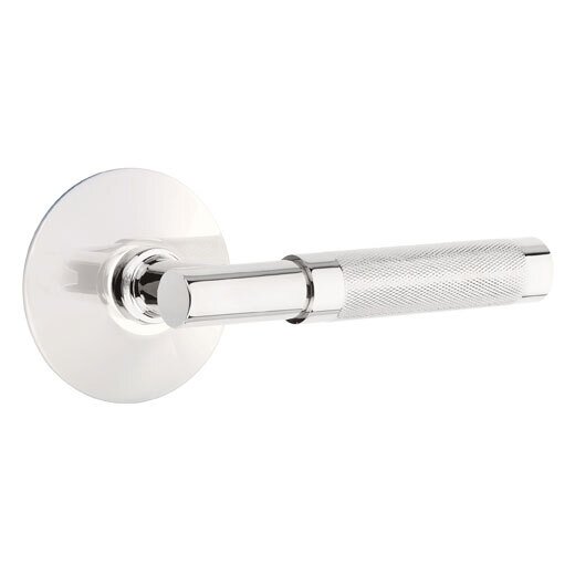 Privacy Knurled Lever with T-Bar Stem and Concealed Screws Modern Rose in Polished Chrome