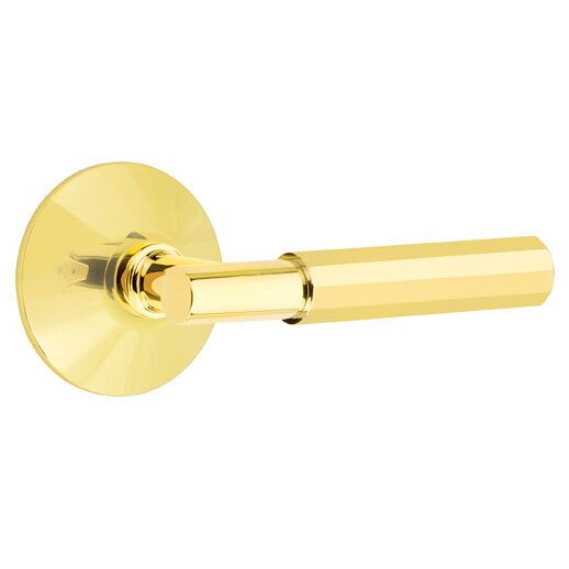Privacy Faceted Lever with T-Bar Stem and Concealed Screws Modern Rose in Unlacquered Brass