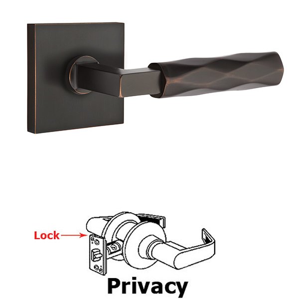 Privacy Tribeca Lever with L-Square Stem and Concealed Screws Square Rose in Oil Rubbed Bronze
