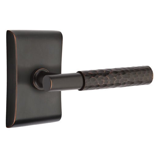 Privacy Hammered Lever with T-Bar Stem and Concealed Screws Neos Rose in Oil Rubbed Bronze