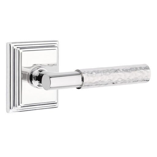 Passage Hammered Lever with T-Bar Stem and Concealed Screws Wilshire Rose in Polished Chrome
