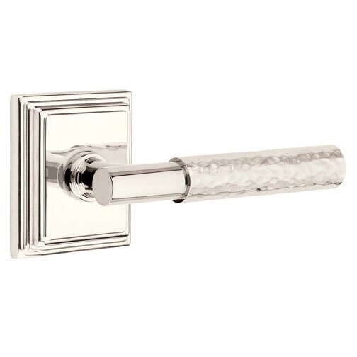 Privacy Hammered Lever with T-Bar Stem and Concealed Screws Wilshire Rose in Polished Nickel