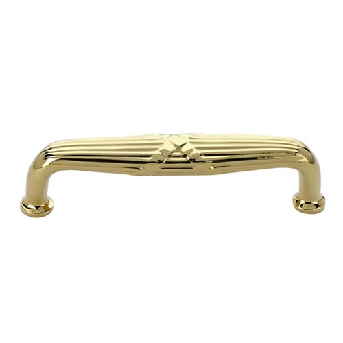 8" Centers Ribbon & Reed Style Concealed Surface Mount Door Pull in Polished Brass