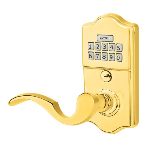 Cortina Left Hand Classic Lever with Electronic Keypad Lock in Lifetime Polished Brass