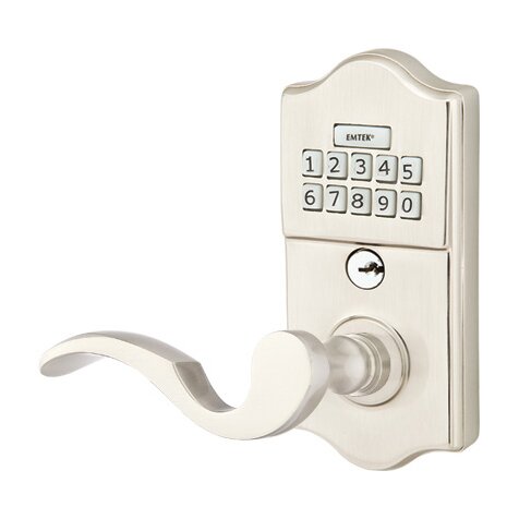 Cortina Left Hand Classic Lever with Electronic Keypad Lock in Satin Nickel