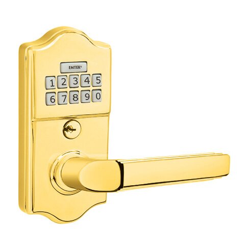 Milano Right Hand Classic Lever with Electronic Keypad Lock in Polished Brass