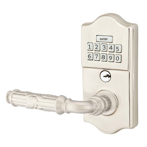 Ribbon & Reed Left Hand Classic Lever with Electronic Keypad Lock in Satin Nickel