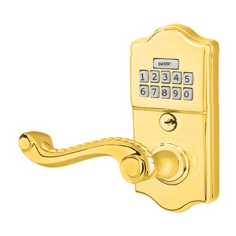 Rope Left Hand Classic Lever with Electronic Keypad Lock in Polished Brass