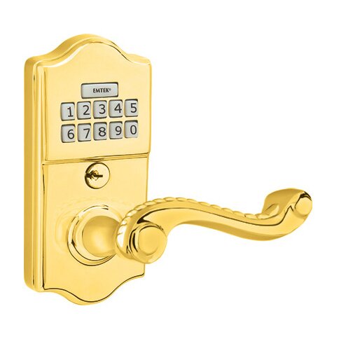 Rope Right Hand Classic Lever with Electronic Keypad Lock in Polished Brass