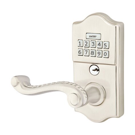 Rope Left Hand Classic Lever with Electronic Keypad Lock in Satin Nickel