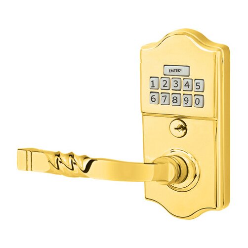 Santa Fe Left Hand Classic Lever with Electronic Keypad Lock in Polished Brass