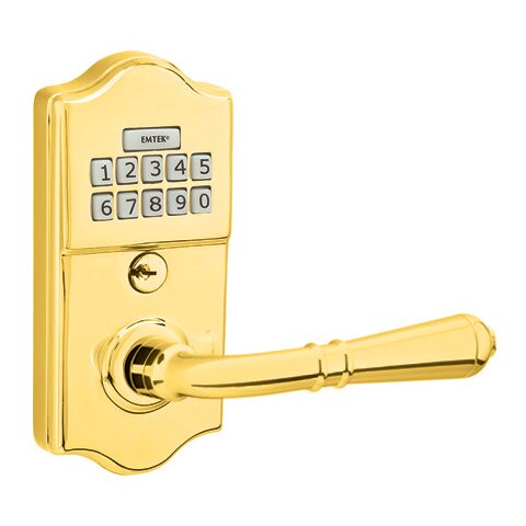 Turino Right Hand Classic Lever with Electronic Keypad Lock in Polished Brass