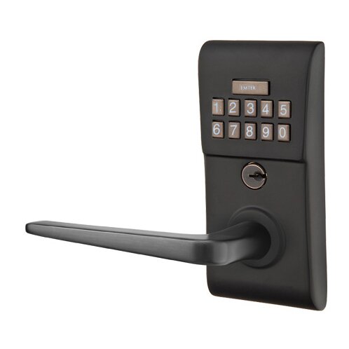Athena Left Hand Modern Lever with Electronic Keypad Lock in Flat Black