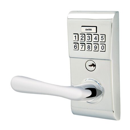 Basel Left Hand Modern Lever with Electronic Keypad Lock in Polished Chrome