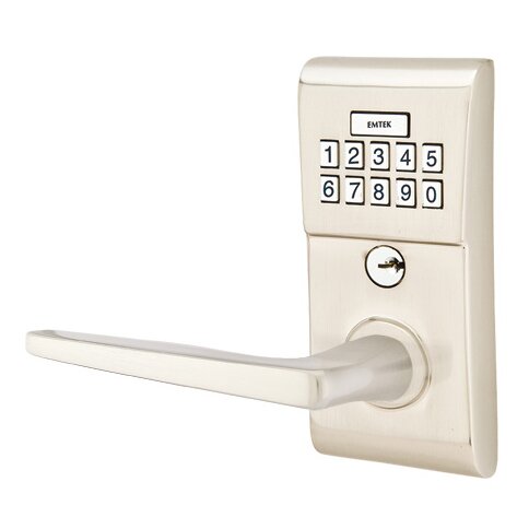 Hermes Left Hand Modern Lever with Electronic Keypad Lock in Satin Nickel