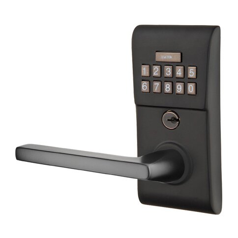 Helios Left Hand Modern Lever with Electronic Keypad Lock in Flat Black
