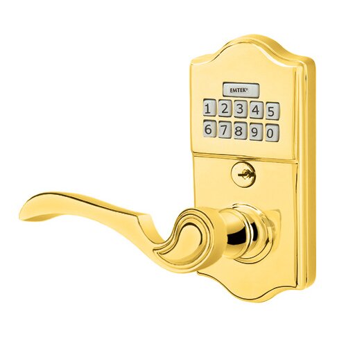Coventry Left Hand Classic Lever Storeroom Electronic Keypad Lock in Polished Brass