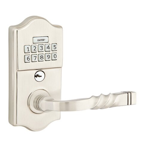 Santa Fe Right Hand Classic Lever Storeroom Electronic Keypad Lock in Satin Nickel