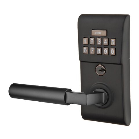 Hercules Left Hand Modern Lever Storeroom Electronic Keypad Lock in Flat Black